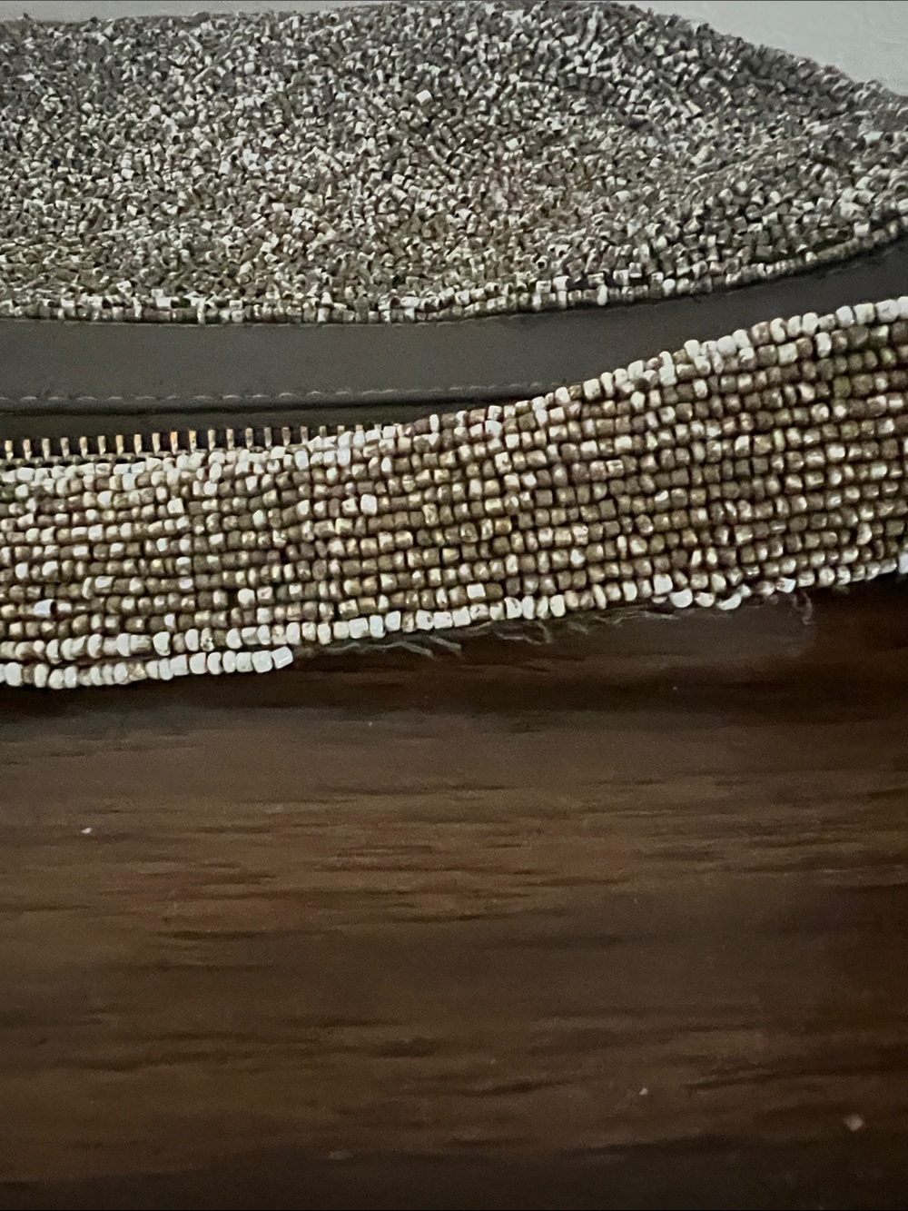 STAUD Metallic Beaded Clutch in Brown and Silver - Picture 5 of 6